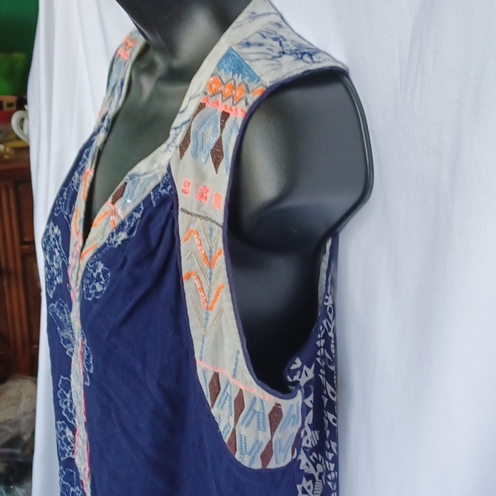 Anthropologie One September Embroidered beaded sequin Sleeveless Tunic - Picture 3 of 8